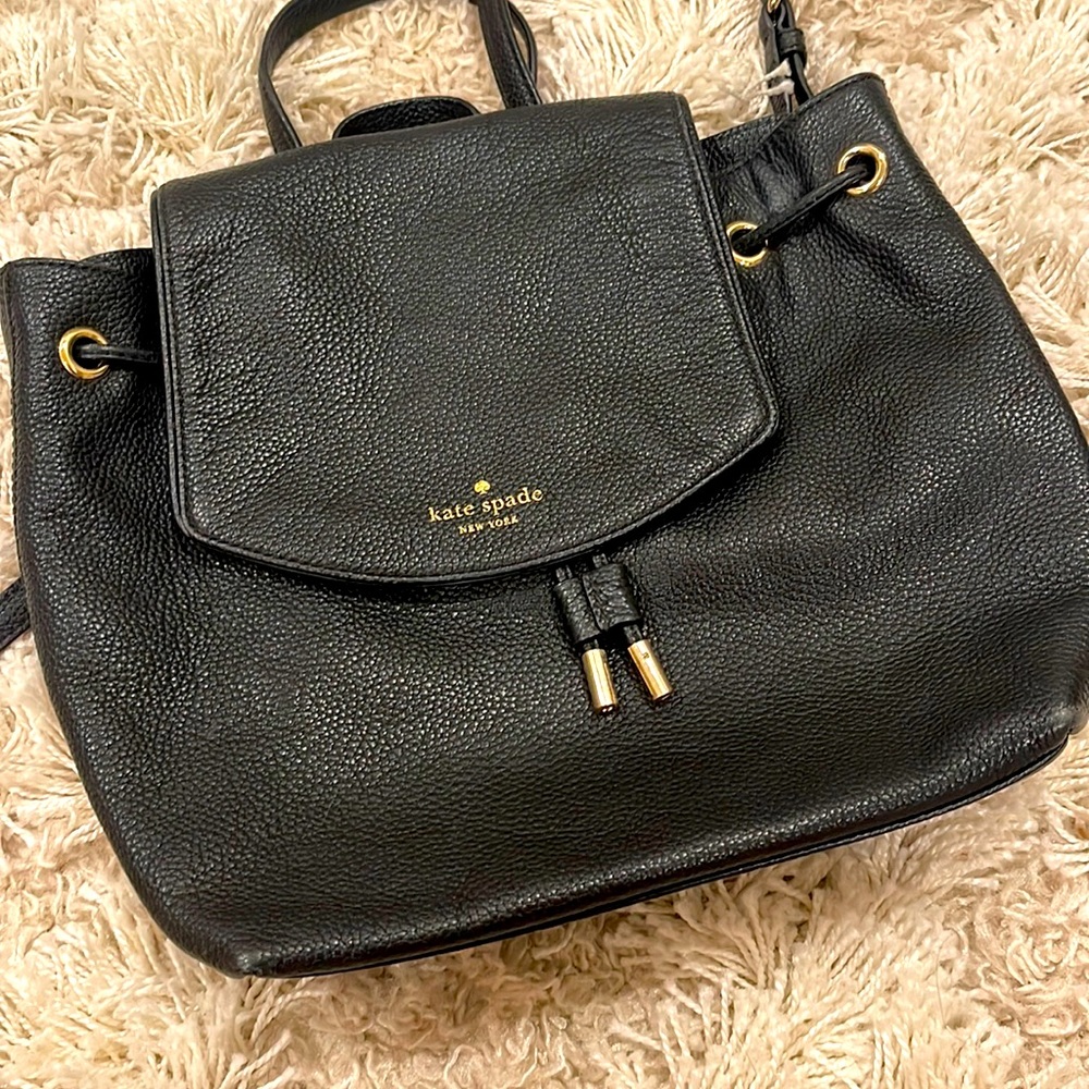 Kate Spade Leila Large Flap Backpack - Black DUST BAG INCLUDED